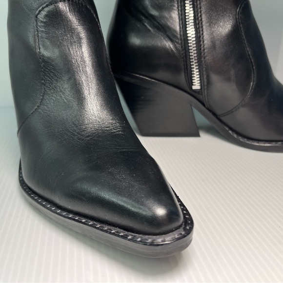 Dolce Vita Volli Genuine Smooth Leather Ankle Western Boots - Black - Picture 6 of 14